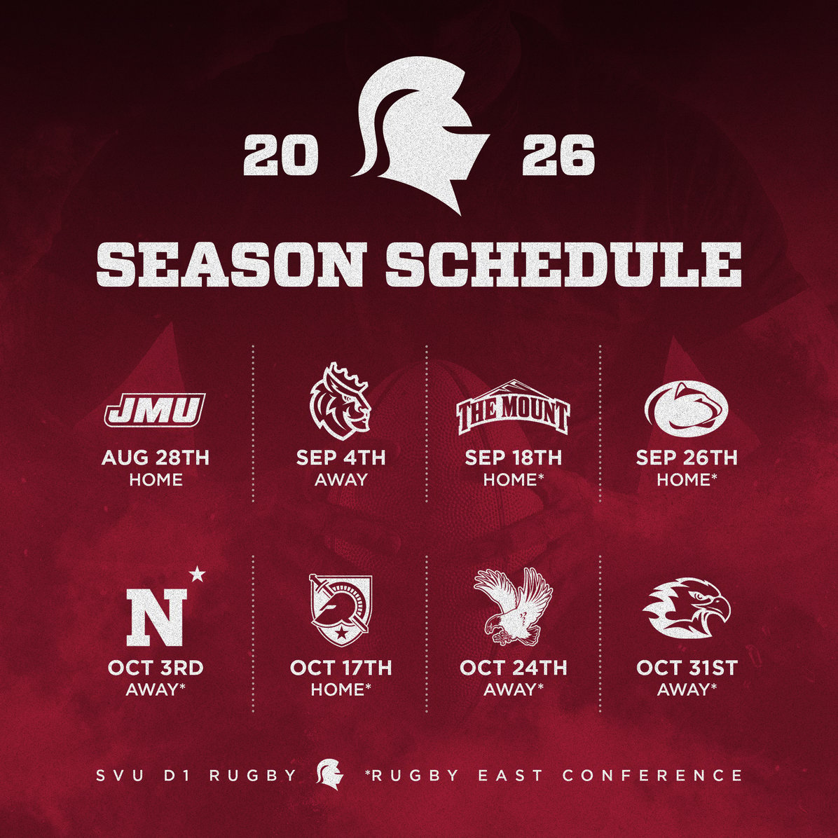 2026 SVU Rugby – Schedule